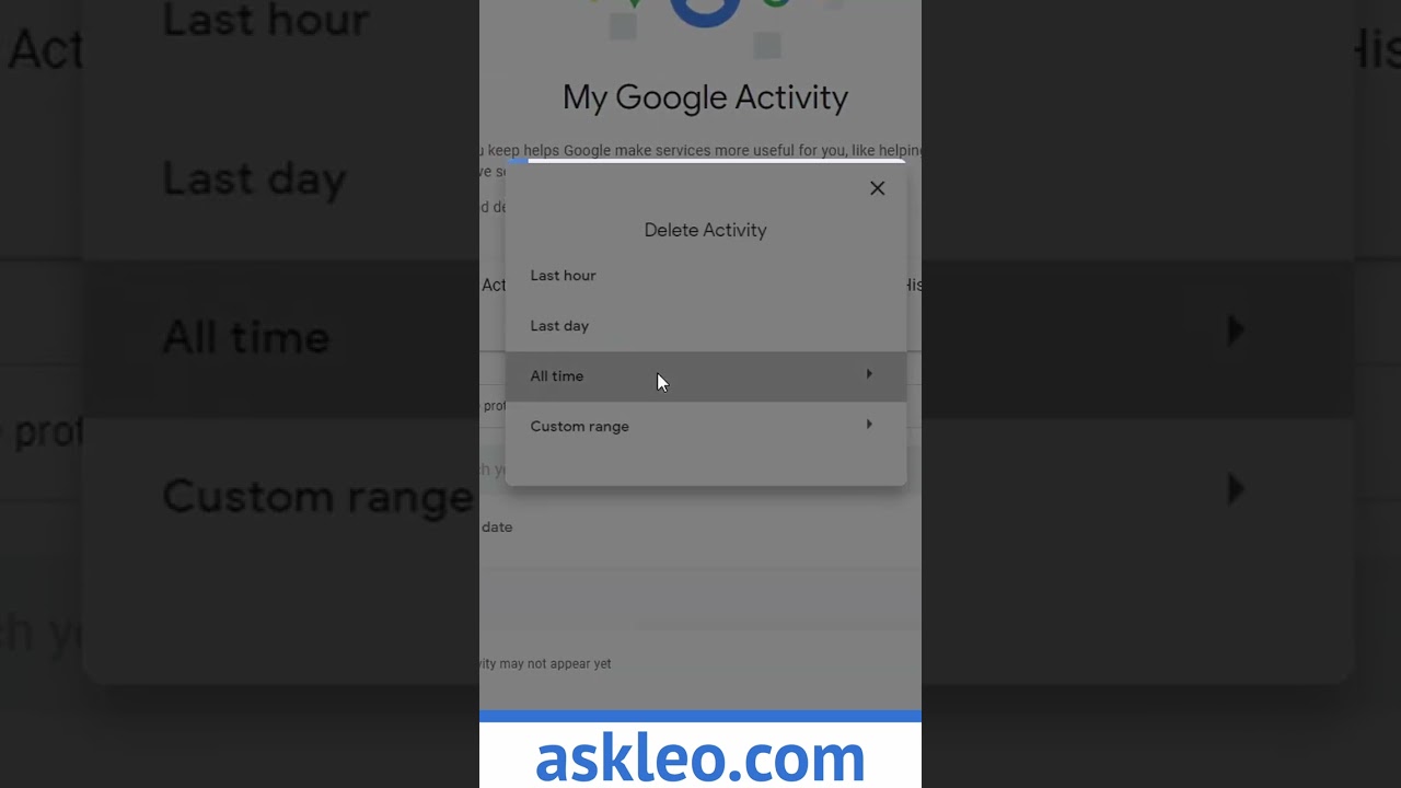 Очистить историю поиска Google