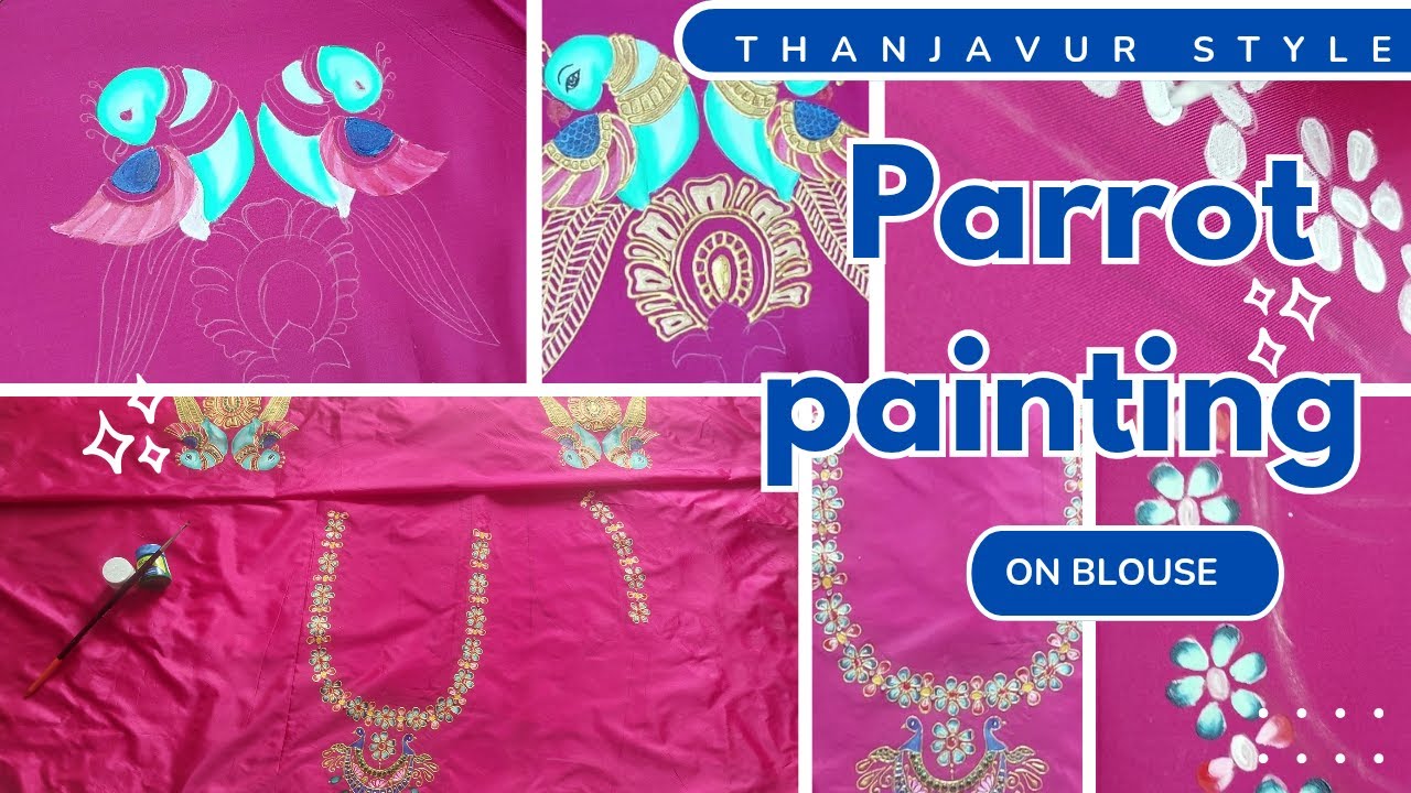 Thanjavur Parrot Painting on Blouse