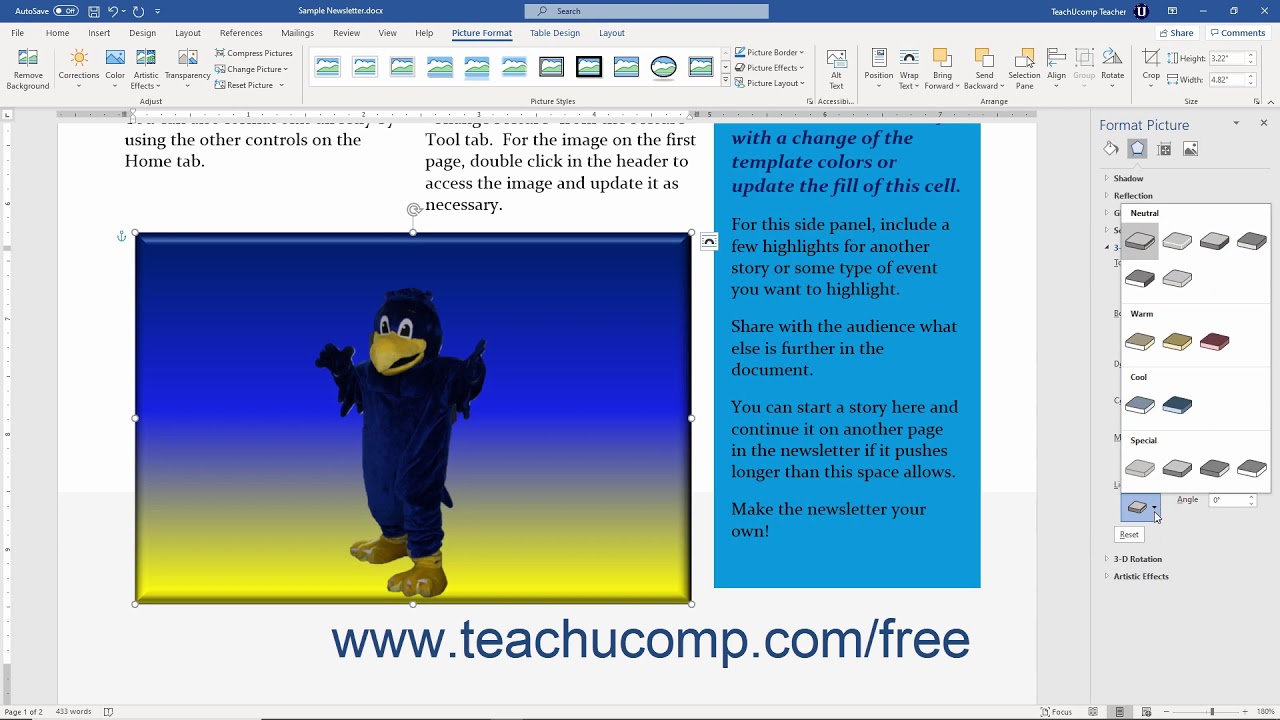 Word 2019 and 365 Tutorial Effects Settings Microsoft Training