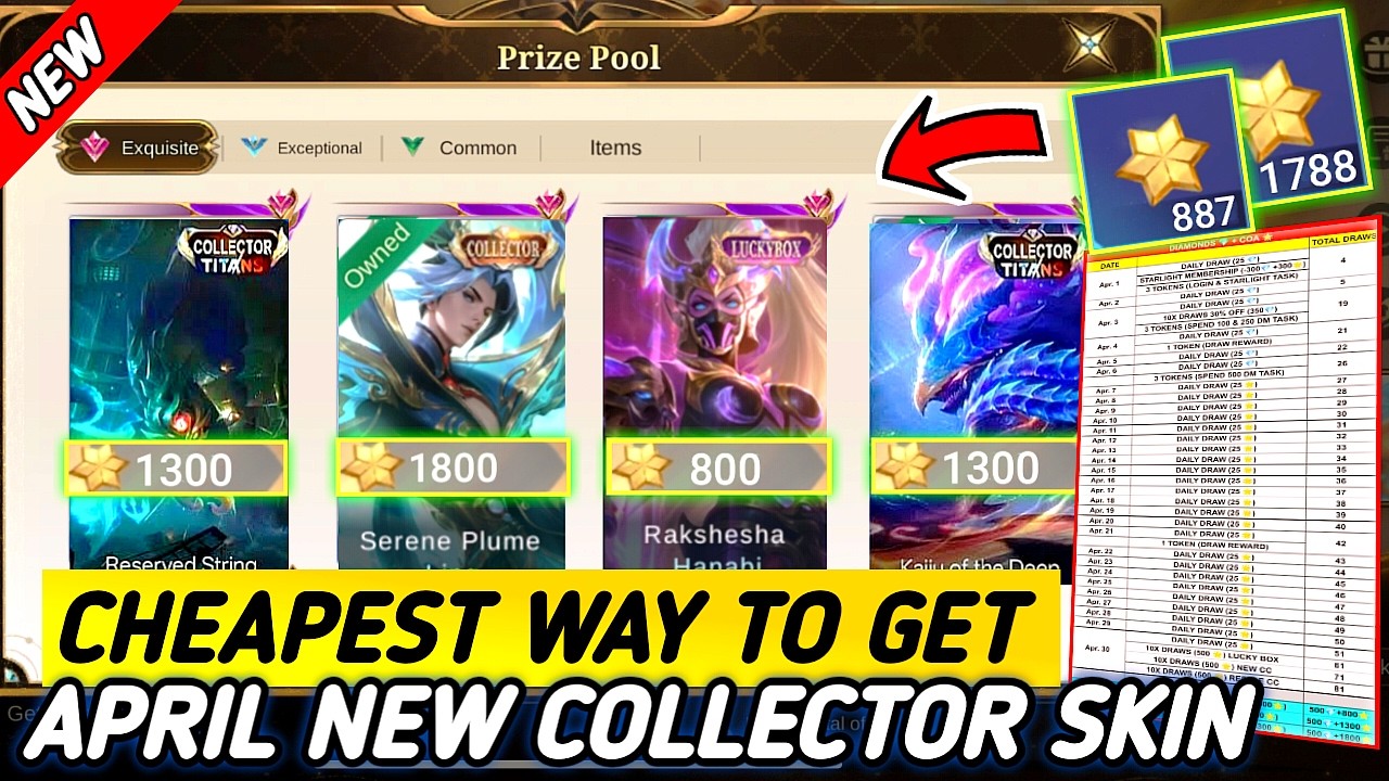 ONLY 1300 COA! HOW TO GET NEW COLLECTOR SKIN CHEAPER?!  EXQUISITE COLLECTION APRIL - MLBB