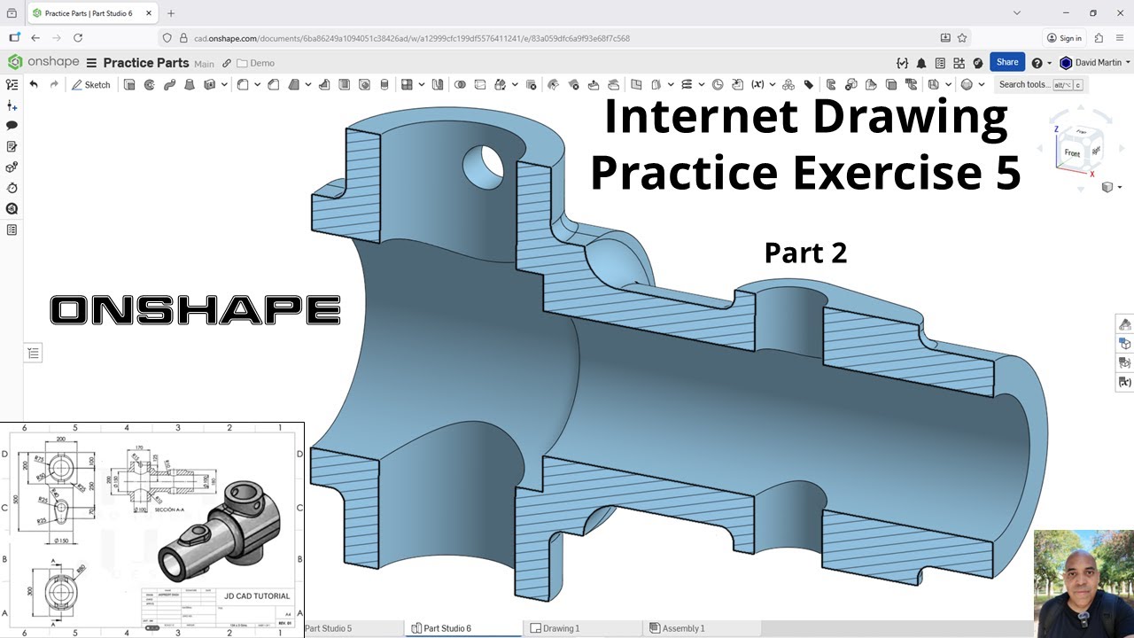Onshape - Упражнение 5 по рисованию в интернете - Часть 2 из 2