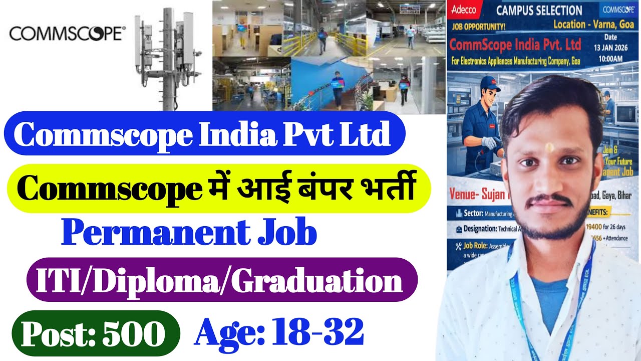 Commscope India Company Recruitment | ITI/Diploma/Graduation | ITI Campus Placement 2026 | ITI jobs