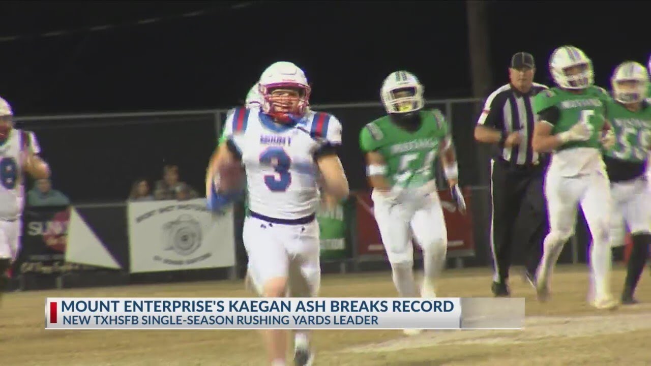 Mount Enterprise's Kaegan Ash etching his name in the Texas high school football record books