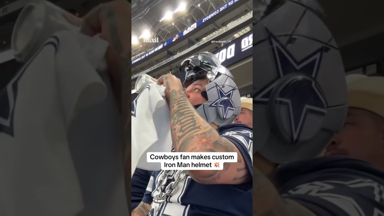 Cowboys fan makes custom Iron Man helmet