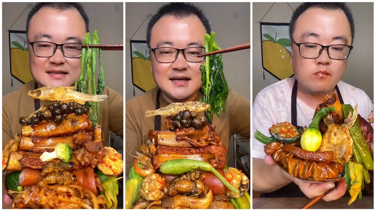 Mukbang#95 :Eat belly pork, 😋😋 Fried skewers. Noodles 🍜🍜#belly #mukbang #bellyyummyfood 