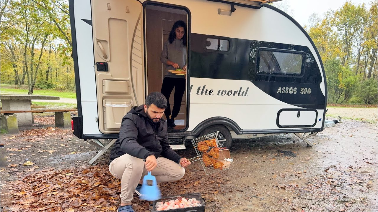 ŞİDDETLİ FIRTINADA KARAVAN KAMP / GÖL KENARI