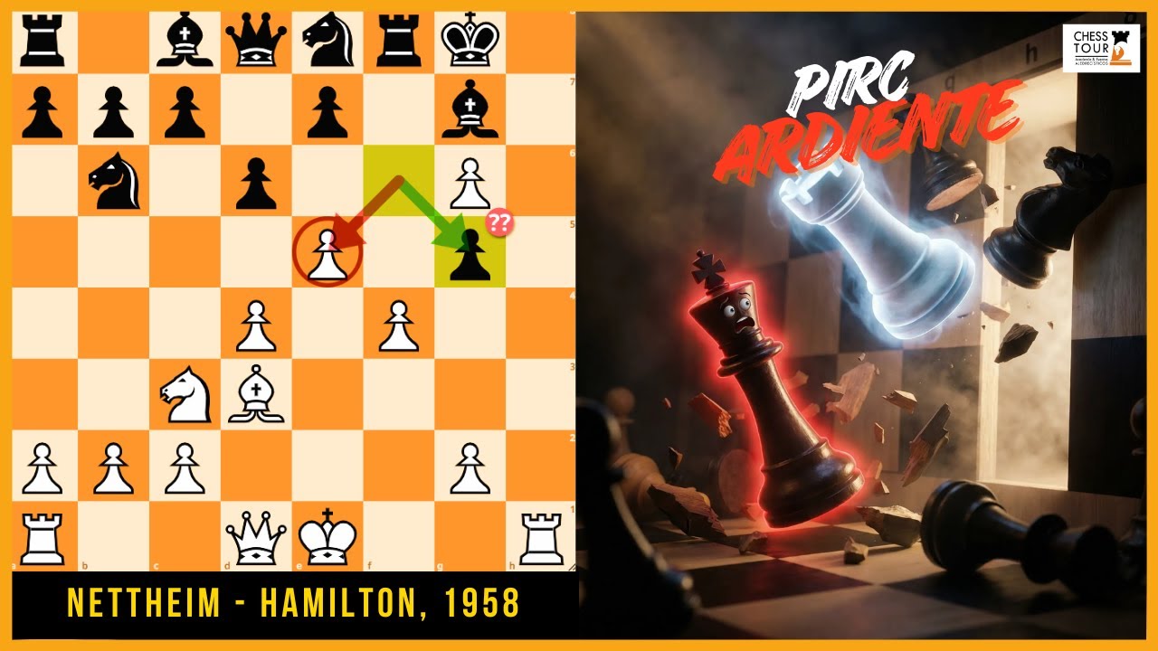 Ataque FURIOSO en una Pirc Ardiente que DEMUELE a las negras! 🔥   Nettheim - Hamilton, 1958