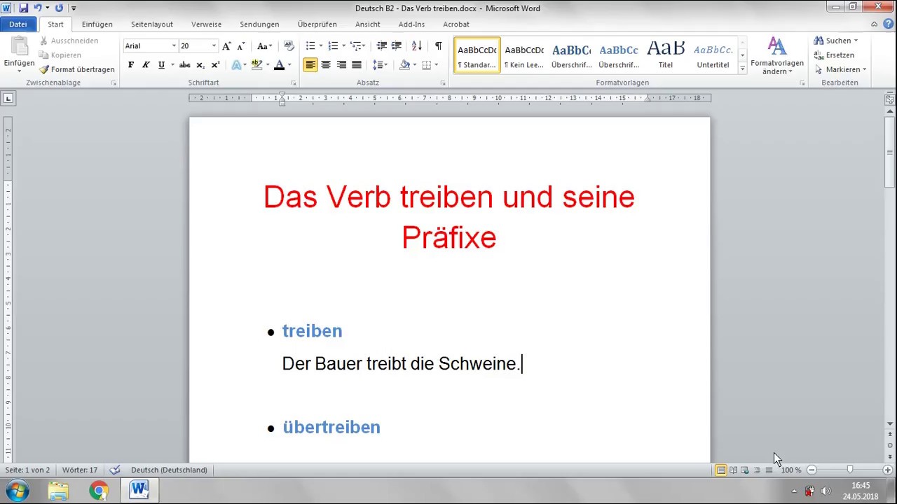 Deutsch B2 - Das Verb treiben und seine Präfixe