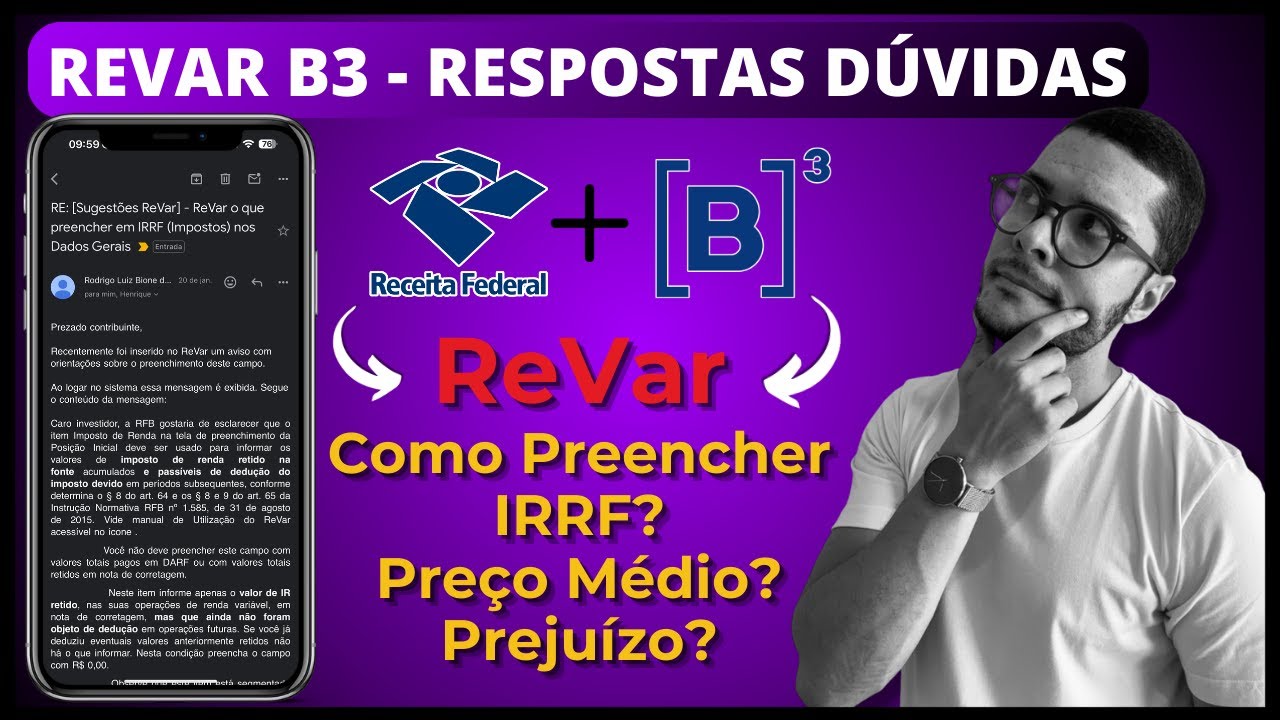 ReVar B3 DUVIDAS - COMO PREENCHER e USAR PRECO MEDIO e PREJUIZOS CALCULADORA IMPOSTO RECEITA FEDERAL