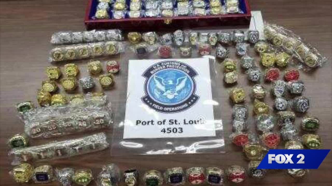 Customs officers seize nearly 300k of fake cash, designer pieces, and sports championship rings