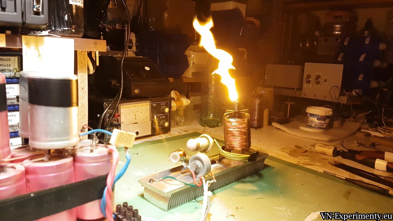 HF-SSTC 8,7MHz - IRFP460 extreme overload, BIG flame !!