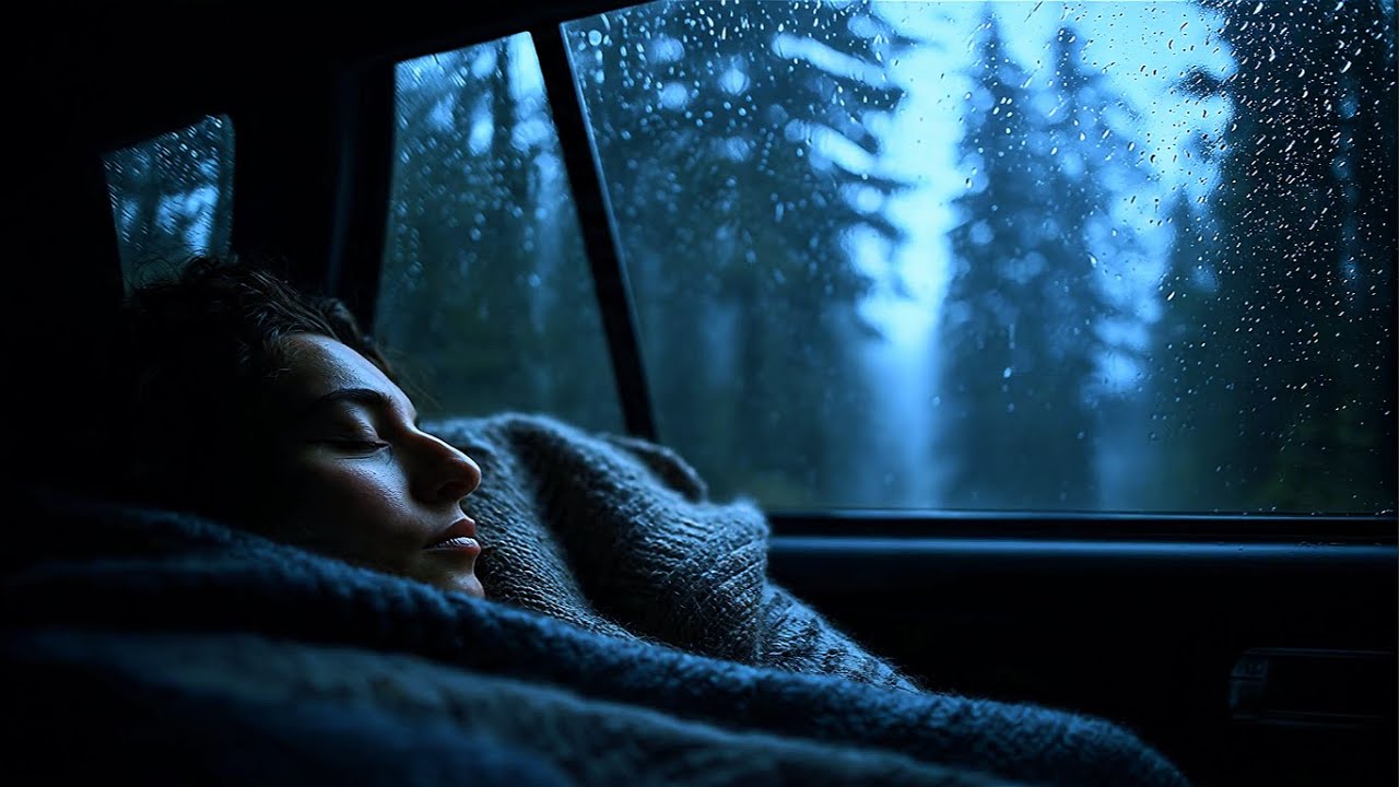 Deep Sleep Rain Sounds in Car 🚗 Night Rain for Anxiety & Stress Relief