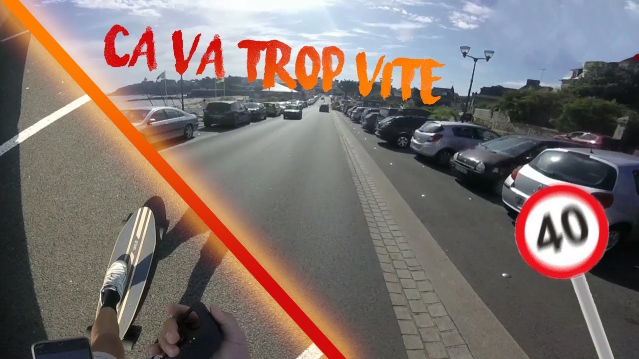 plus de 40 km\h en skate électrique en vitesse de pointe sa va trop vite !!