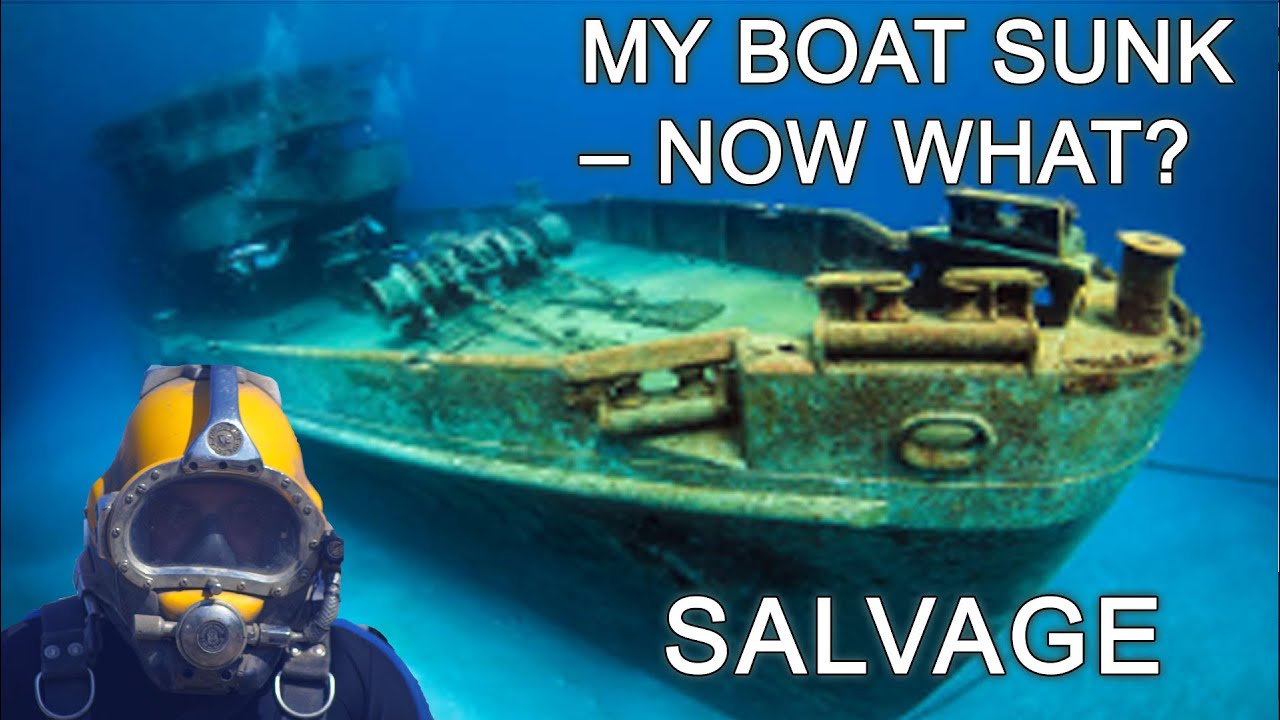 Storm damage and sunk boat salvage
