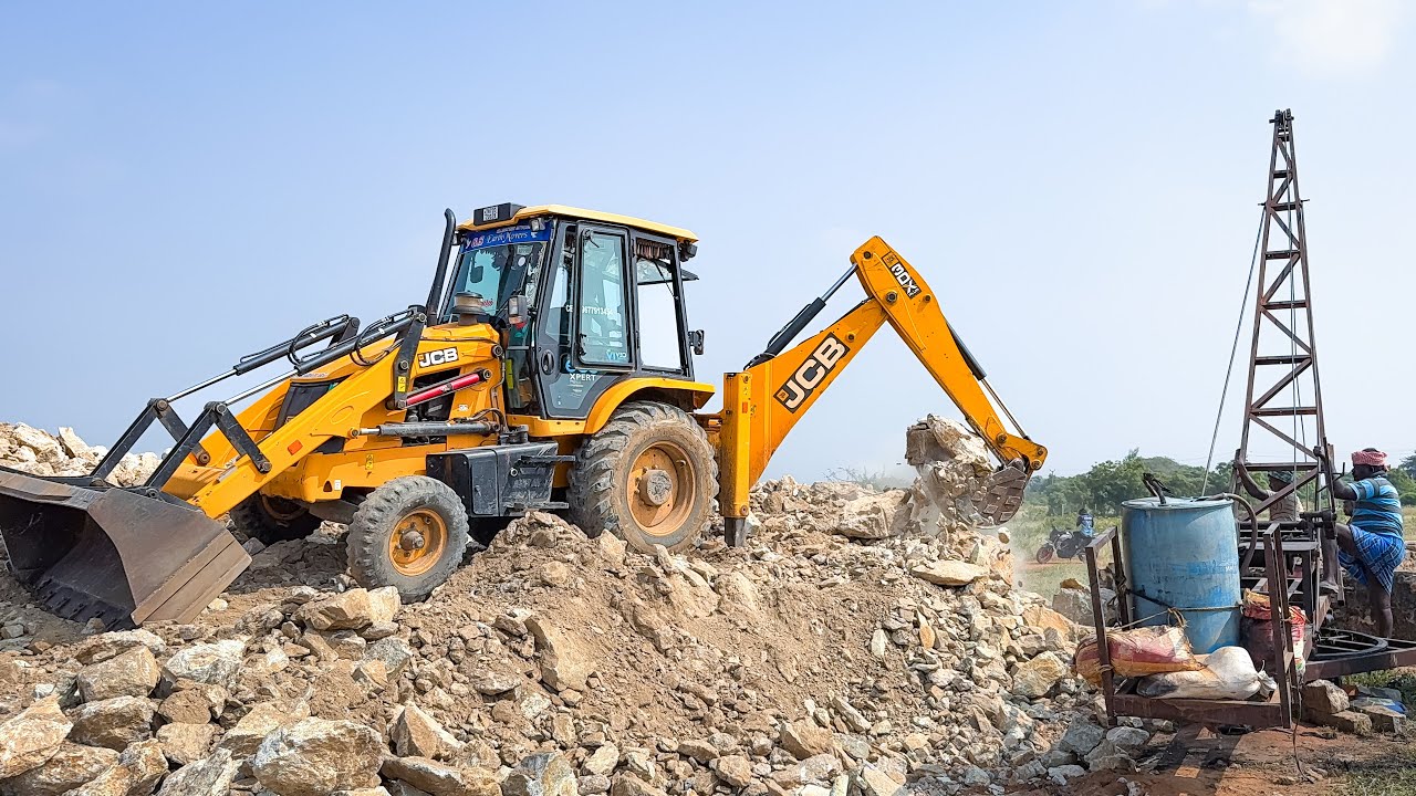 JCB 3DX Plus well Rock Levelling Helps to People are digging using Crane in My Village | Jcb video