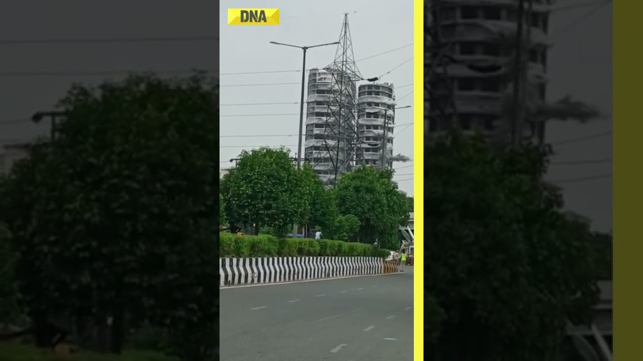 Noida Twin Tower Demolition: Moment when Supertech twin towers fell, crowds gather, scenes from site