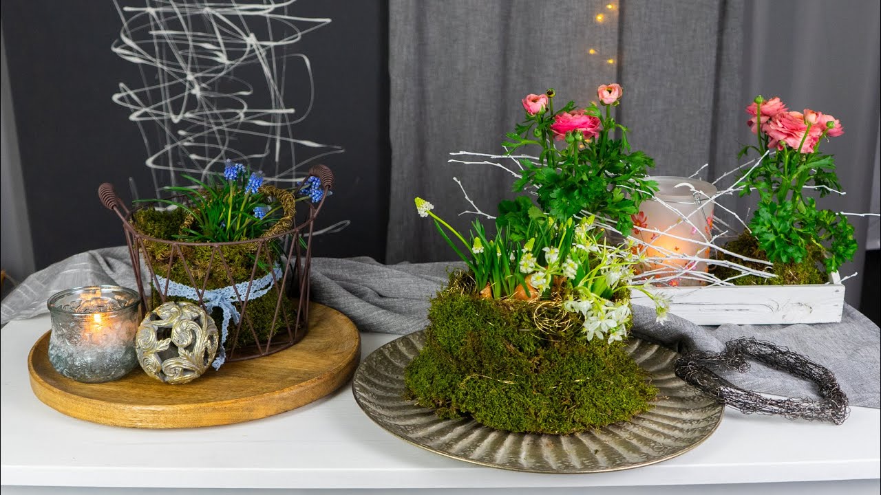 Frühligsdeko mit Ranunkeln und Muscari | Drahtherz💙fertigen | Blumen und Dekoration