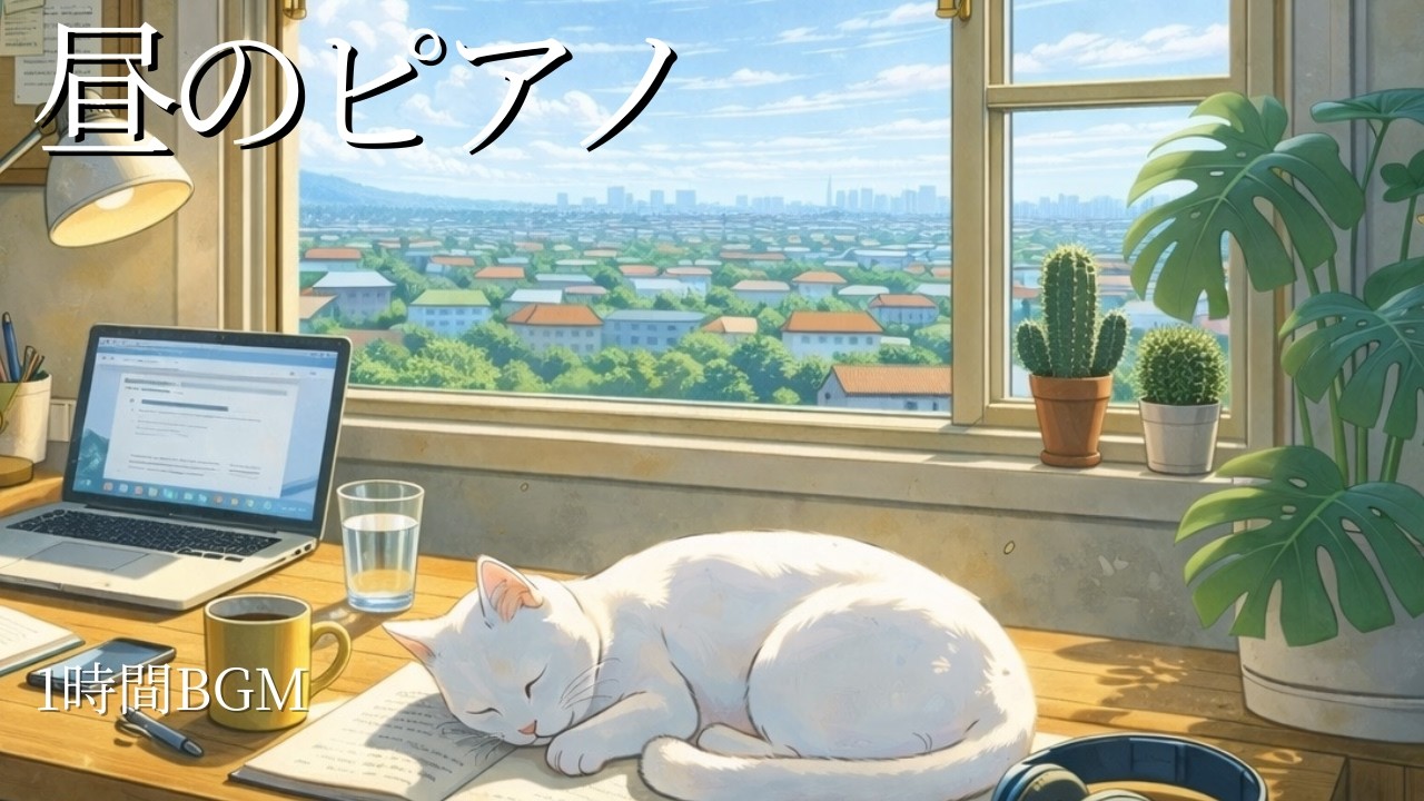 静かに集中出来るピアノBGM｜猫と淡々と作業する１時間