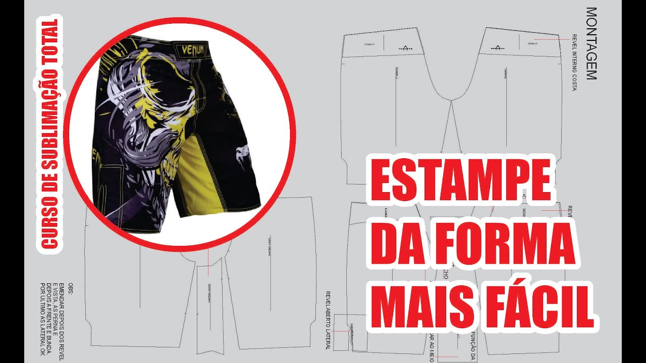 Como estampar SHORTS BERMUDAS modelagem em 4 partes?