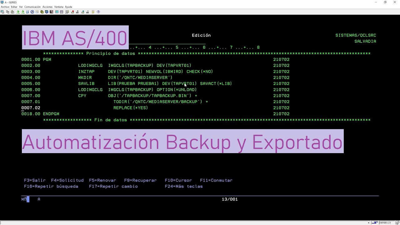 IBM AS/400: Automatización del Backup y Exportado a un Servidor