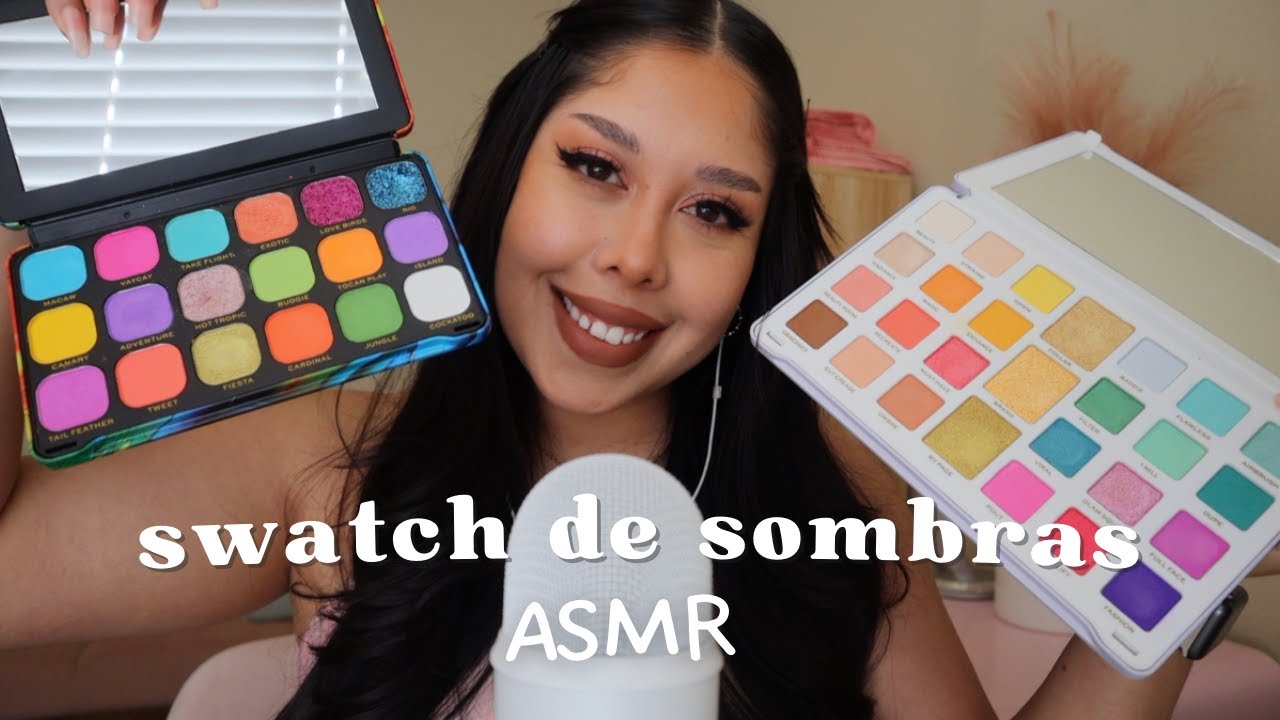 ASMR ESPAÑOL | ✿ Swatch de sombras (tapping, word tracing, breathy whispers)