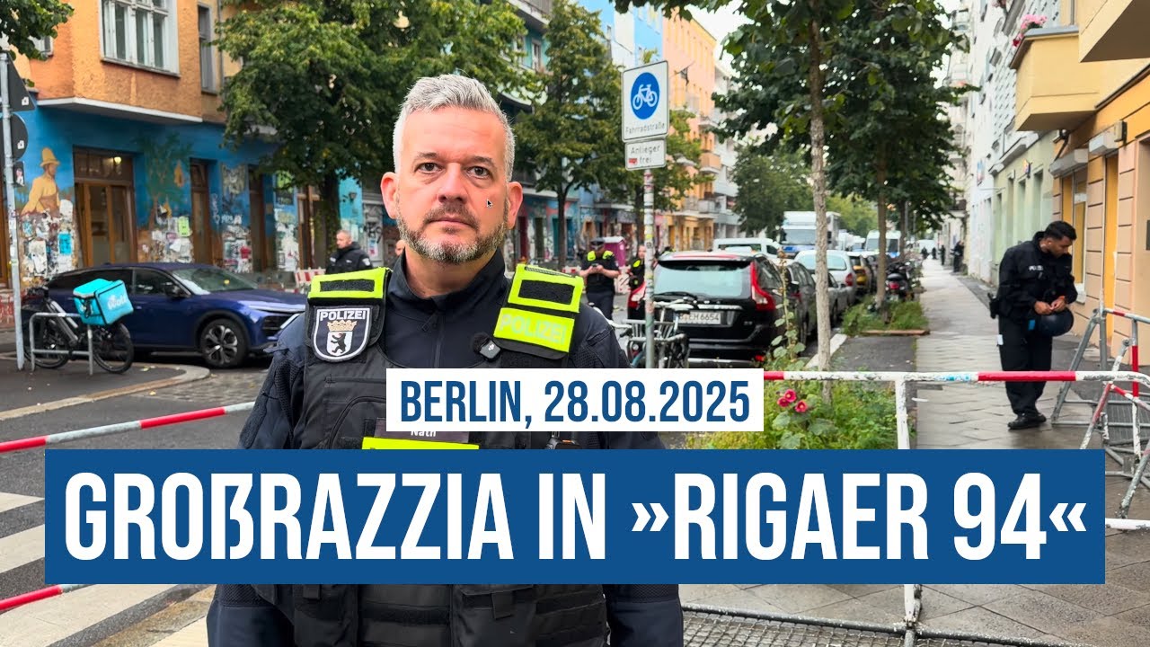 28.08.2025 Berlin Razzia in Rigaer Straße 94: Polizei durchsucht besetztes Haus mit 700 Beamten