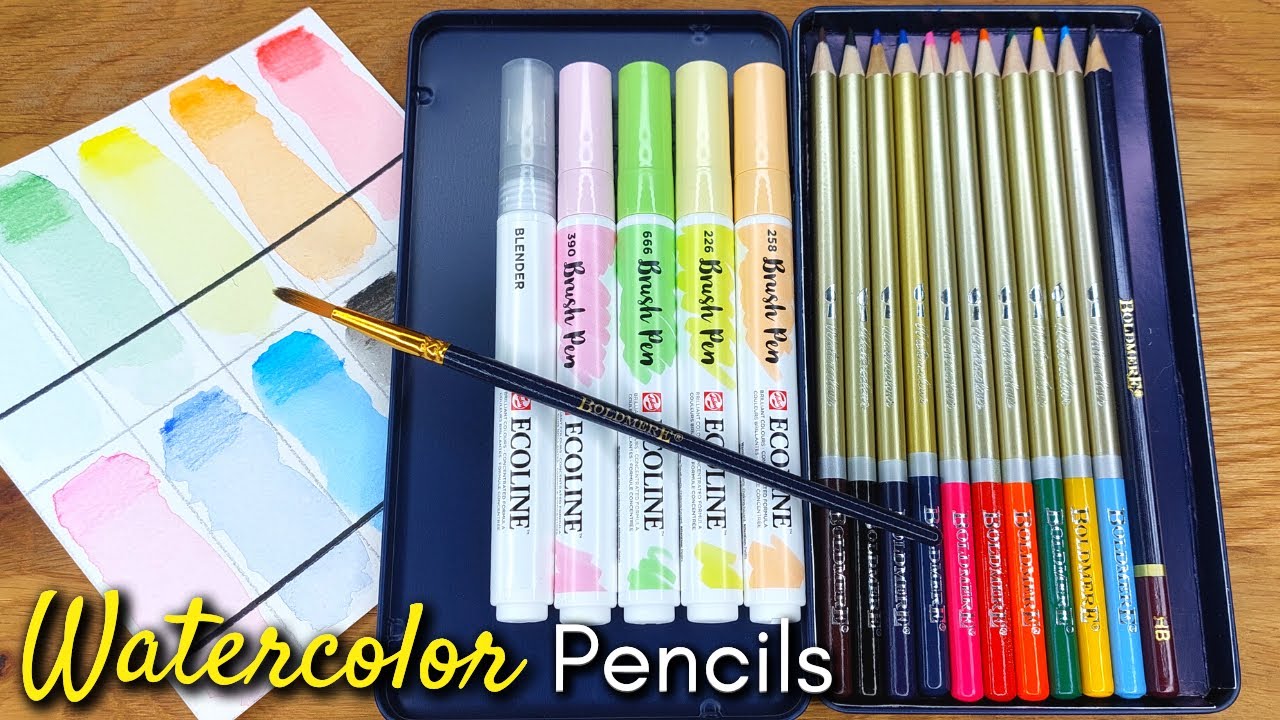 Watercolor Pencils For Beginners | Ecoline Brush Pen Review | How to Use Watercolor Pencils & Pen