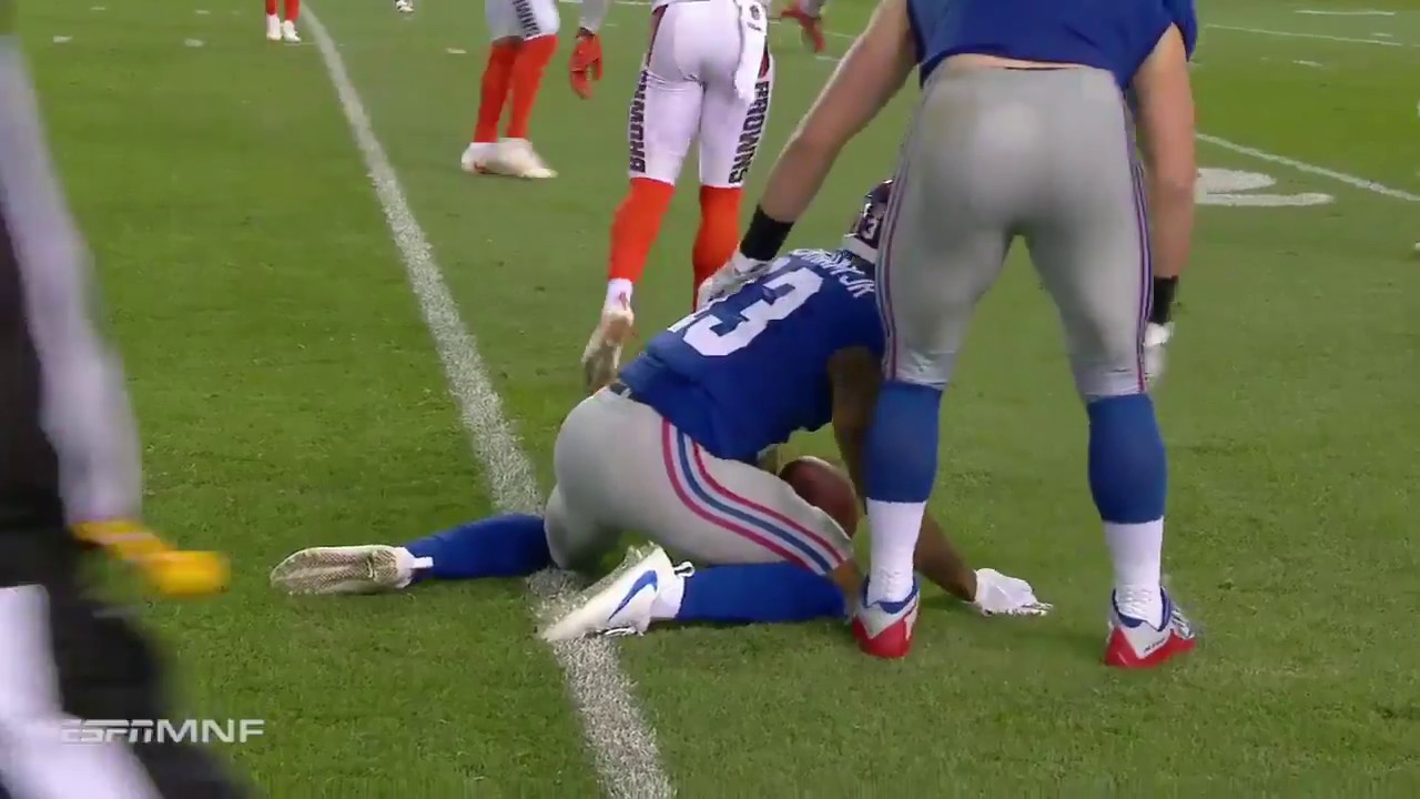 Odell Beckham Jr leaves game at Cleveland after hit to ankle