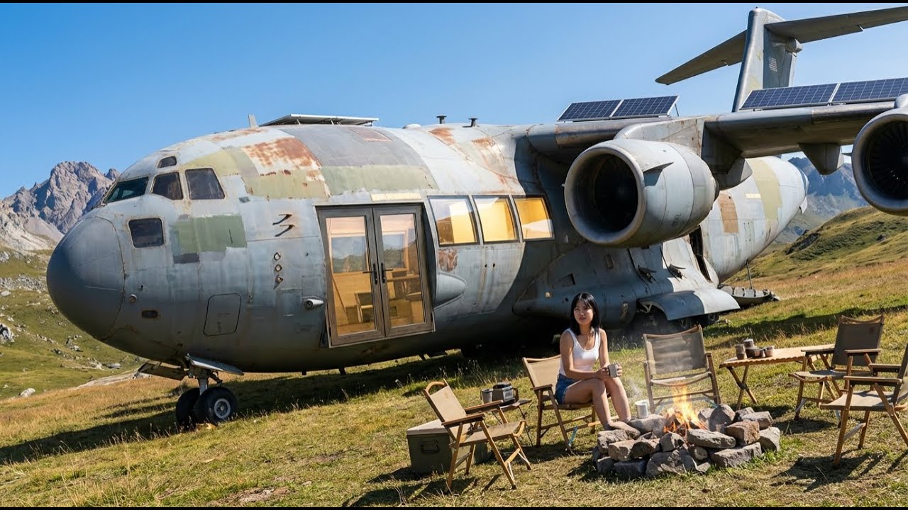 Building a Dream House Inside an Abandoned C-17 Globemaster III in a High Altitude Mountain Meadow