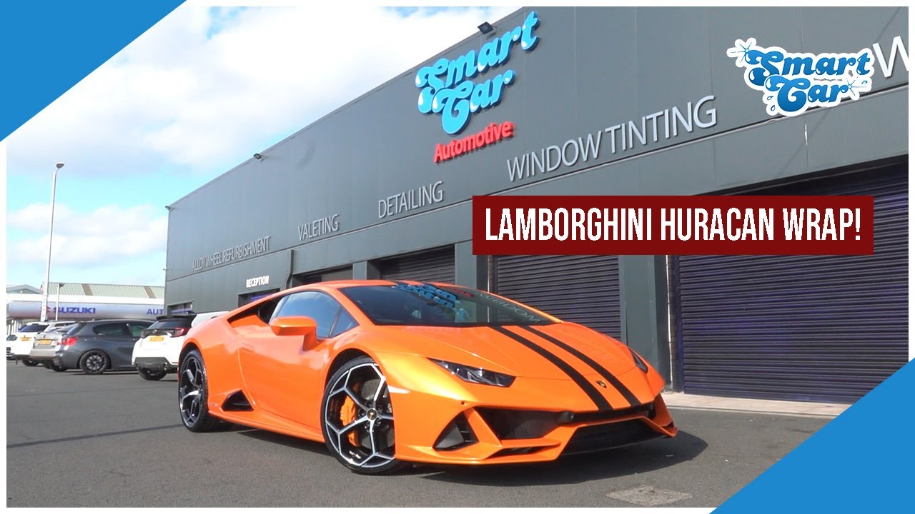 GLOSS ORANGE & BLACK STRIPES! Lamborghini Huracan Evo Vinyl Car Wrap!
