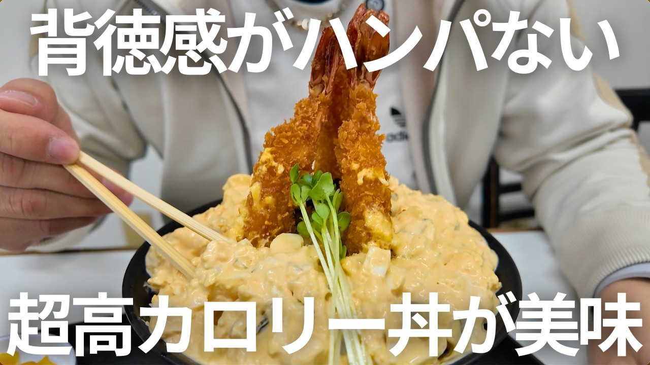 【超ハイカロリー!?】エビフライとタルタルたっぷりの丼が背徳感ハンパ無い#岡山グルメ #デカ盛り #晴レル家