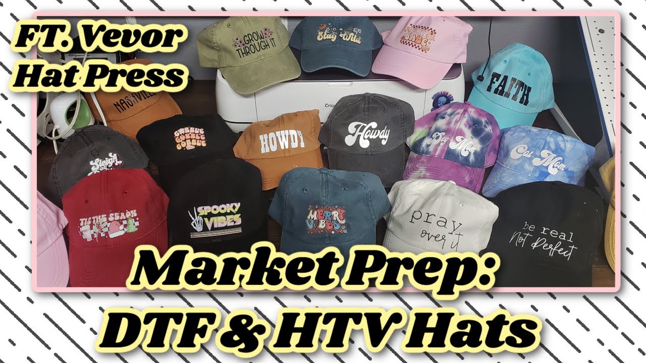 Market Prep Vlog: Prepping DTF & HTV Dad Hats Using A Vevor Hat Heat Press / Market Studio Vlog