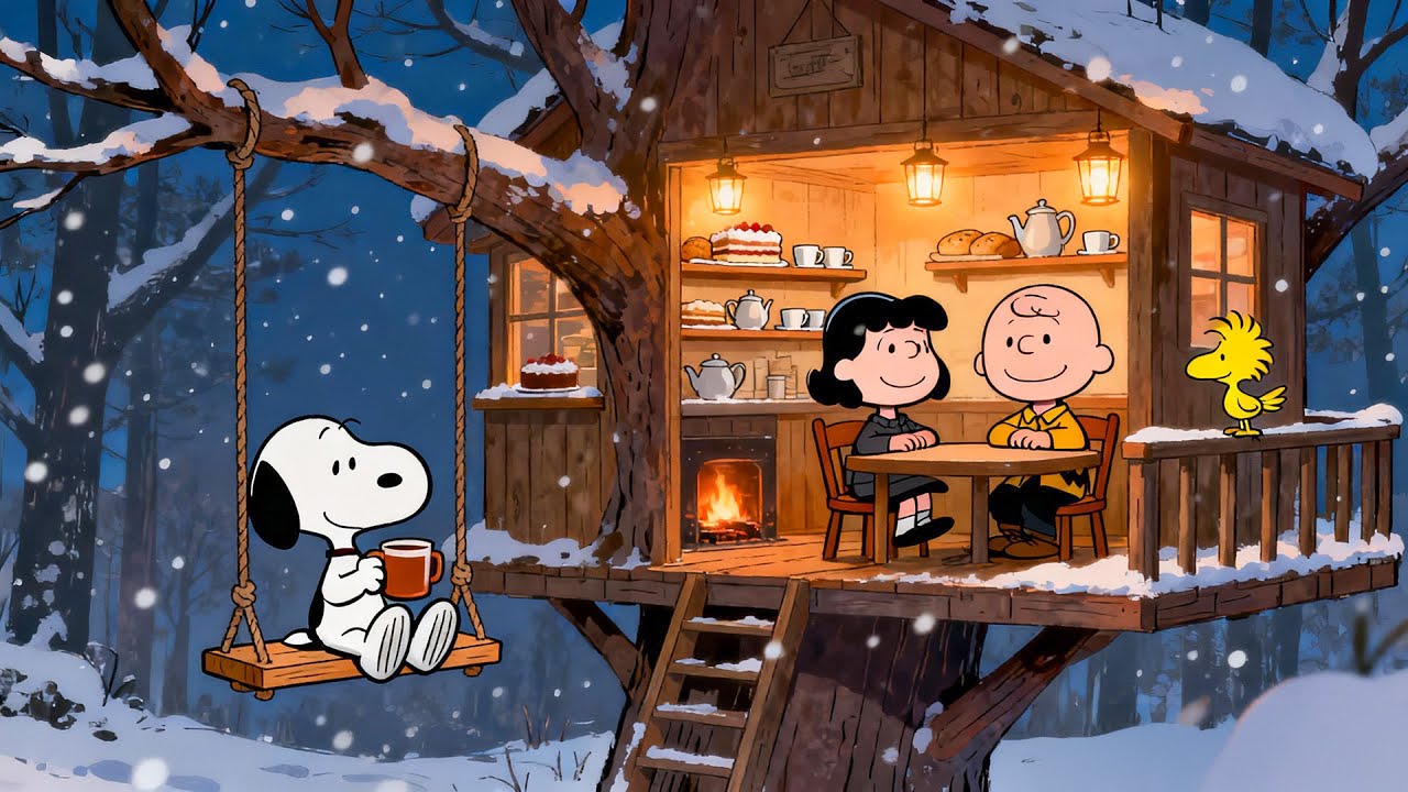 Snowy Cabin Vibes with Snoopy & Charlie Brown ❄️☕ Cozy Lofi Beats for Work, Study & Relax