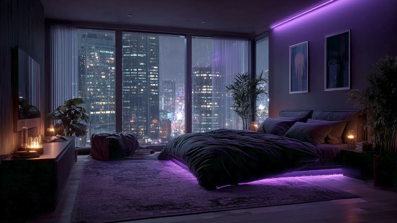 Gentle Rain in New York City at Night for Relaxing Sleep Study and Stress Relief Sounds
