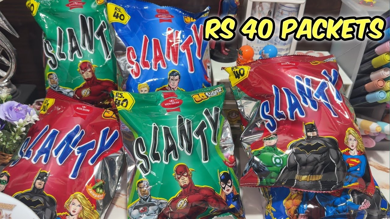 Opening Kolson slanty 40Rs Packets | Slanty review | 3D sticker inside | Ab ka world