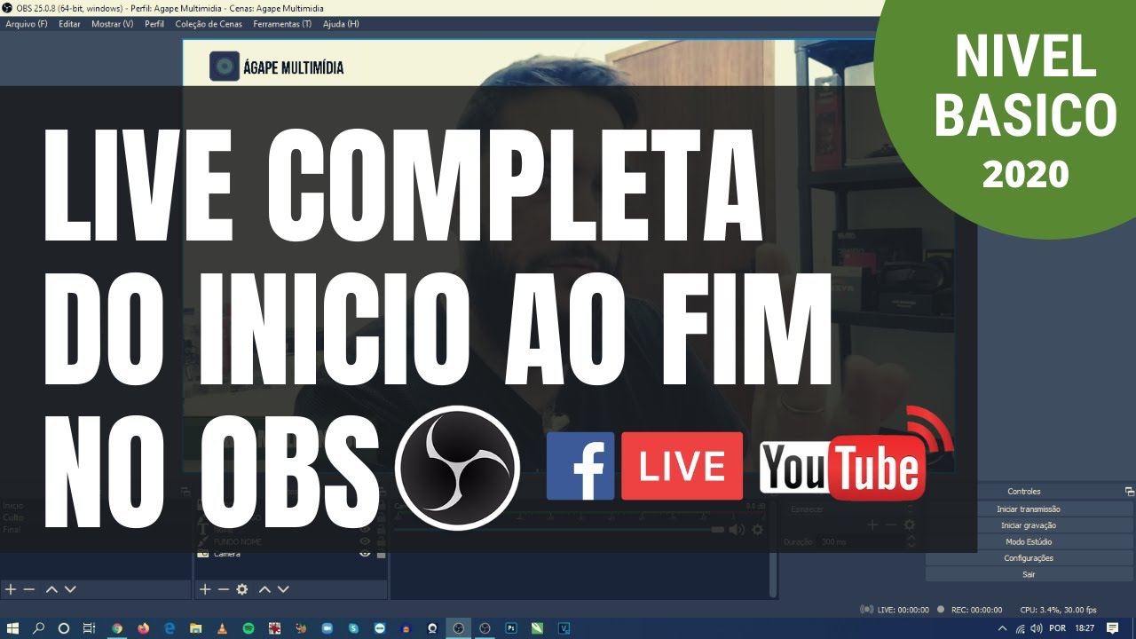 Fazendo uma LIVE do inicio ao fim no OBS e enviando para o Youtube e Facebook - (Nivel Basico)