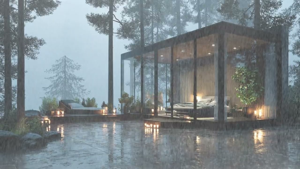 Heavy rain and thunder storm for sleep