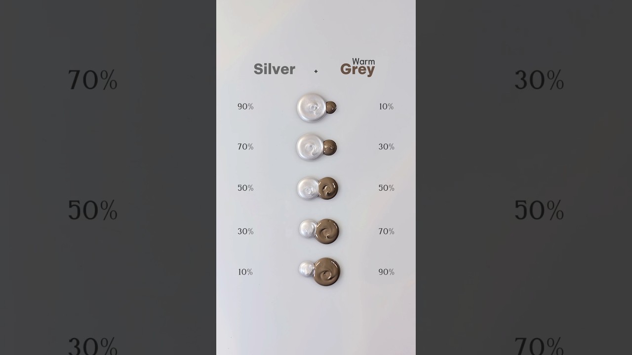 Silver + Warm Grey Color Mixing Shades 😍🎨 #colormixing #paintmixing #art #asmr #artvideo #shorts