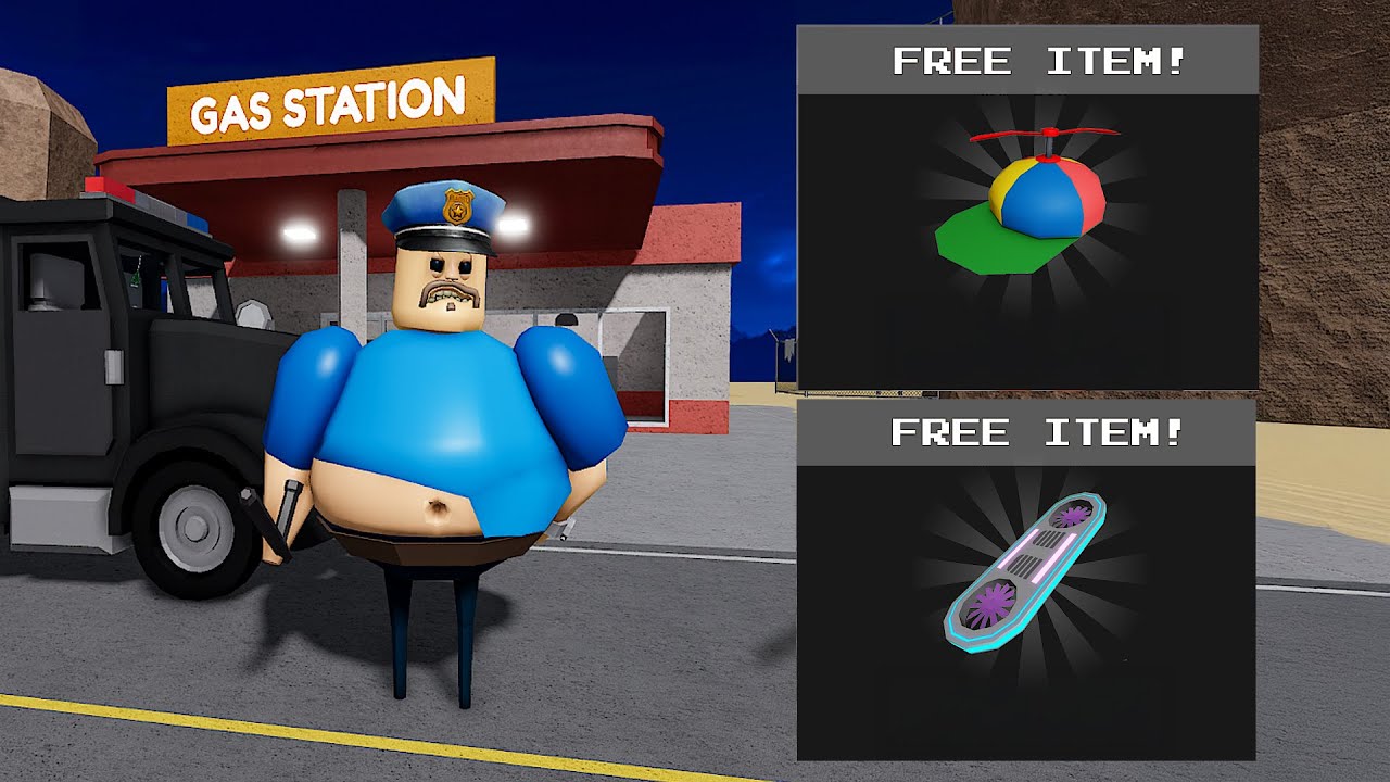 HARD MODE - Play with NEW ITEMS in Barry Prison Run!, Howerboard and Heli Hat items Roblox #obby