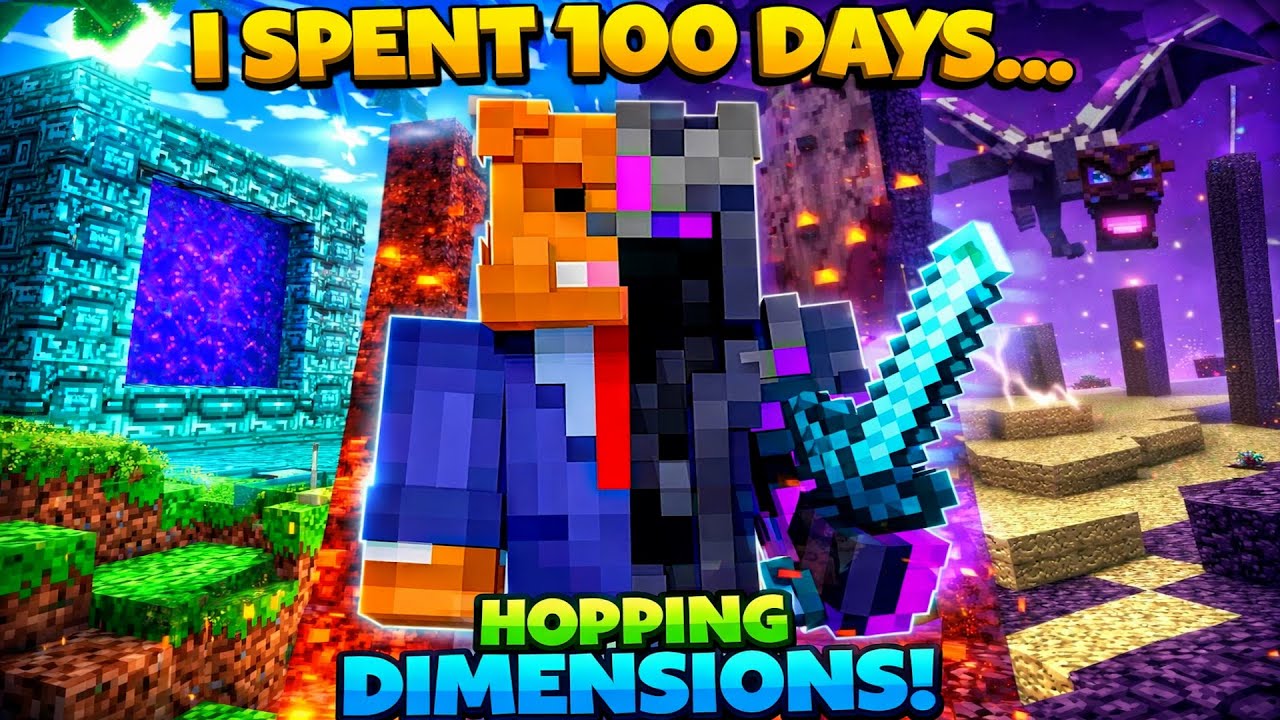 I Survived 100 Days Hopping Across Minecraft Dimensions