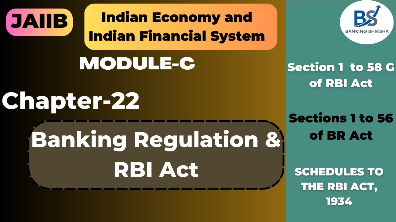 JAIIB IE&IFS Module C Chapter 22 |  BR Act & RBI Act | Banking Shiksha