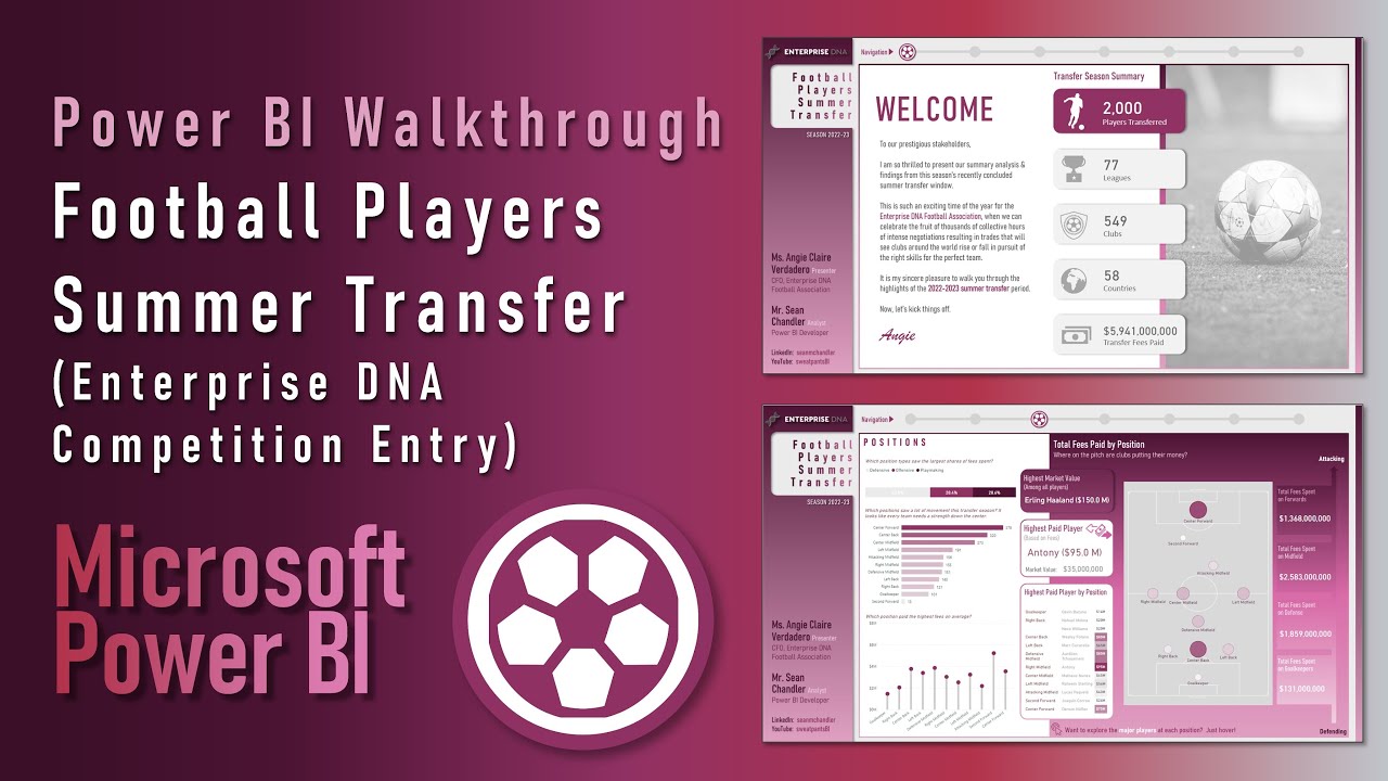 Power BI Walkthrough:  Football Players Summer Transfer (Enterprise DNA Competition Submission)