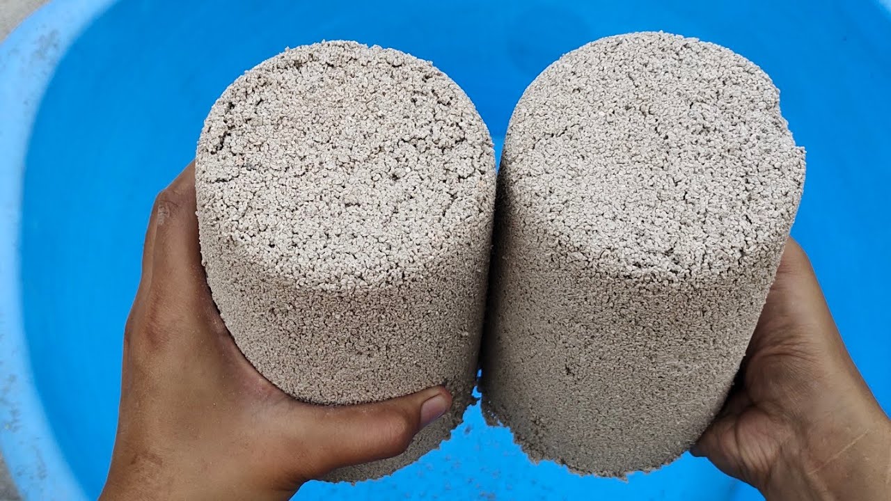 ASMR ||🤍📢 White grainy cement soft cylinders ( dry+water )crumbling+creamy dipping in water ♥️💦