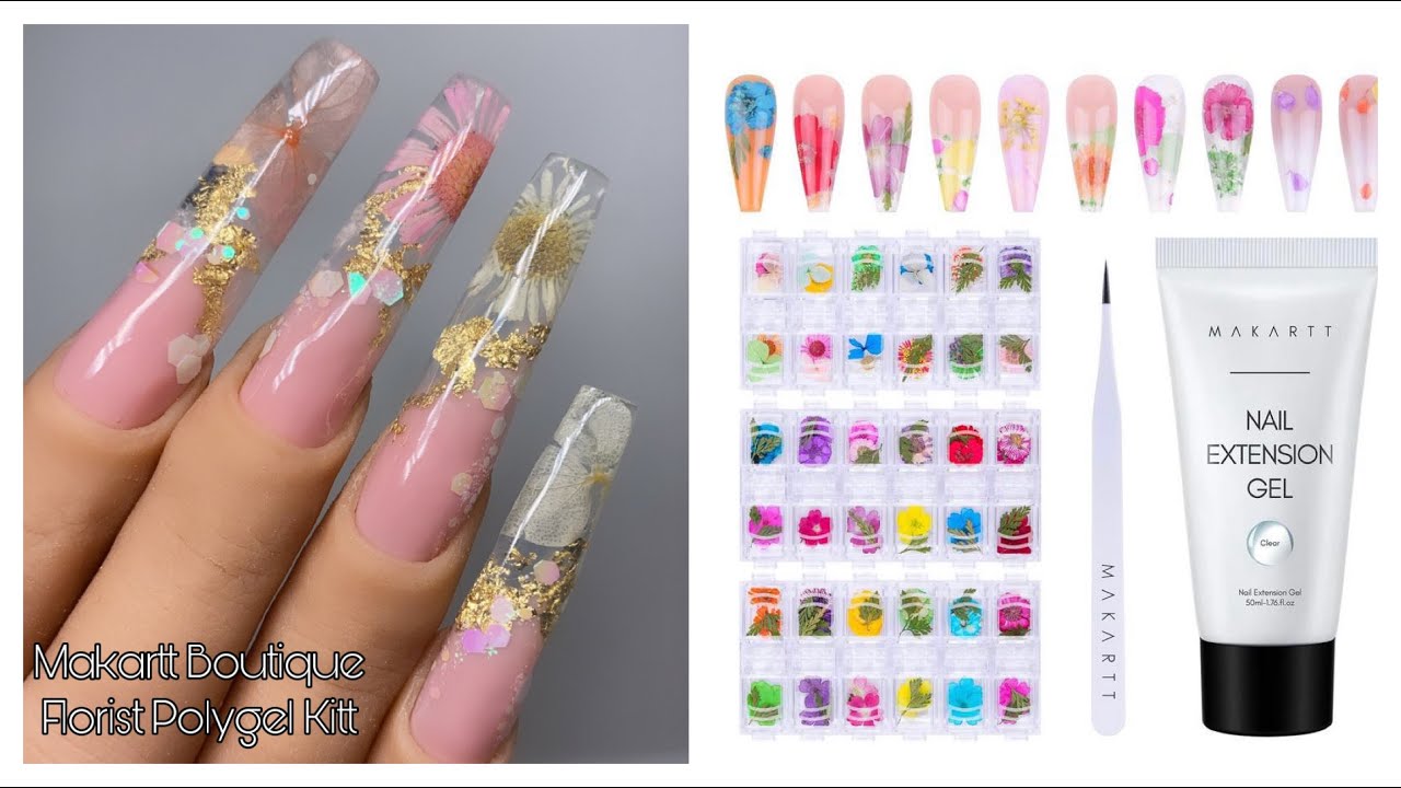 Makartt’s Boutique Florist Polygel Kit | Encapsulated Dried Flowers | Polygel Nails For Beginners