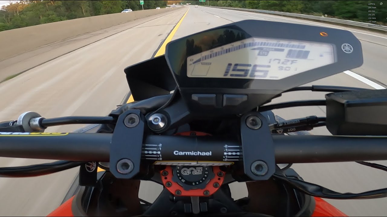Yamaha FZ-09 Top Speed Run - 156 MPH
