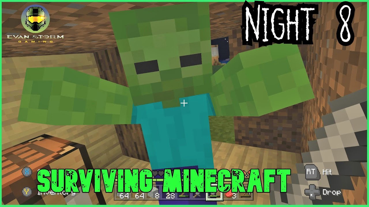 Surviving the First Ten Nights Minecraft: Night 8 Building First Camp
