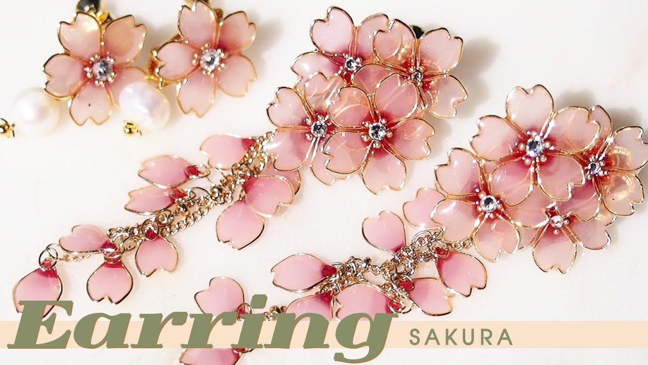 🌹【UVレジン】春揺れるさくら、イヤリング/Cherry blossom earrings swaying in the wind