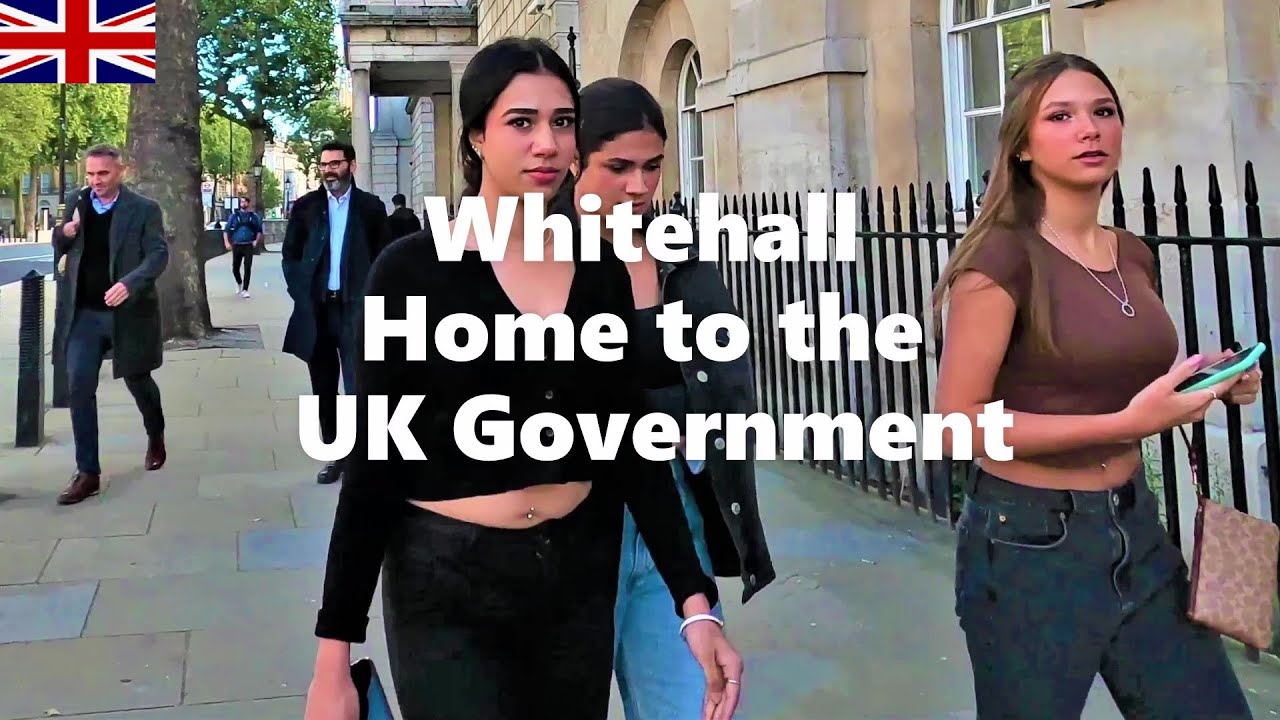 😂 Whitehall, home to the British Government, Downing Street. Central London Walk. 4K
