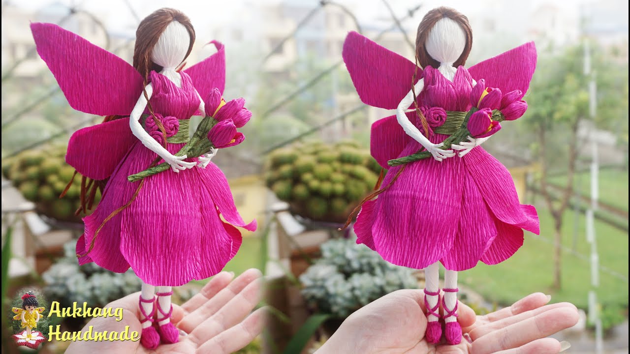Flower fairy doll tutorial | DIY  crepe paper fairy doll home decoration idea