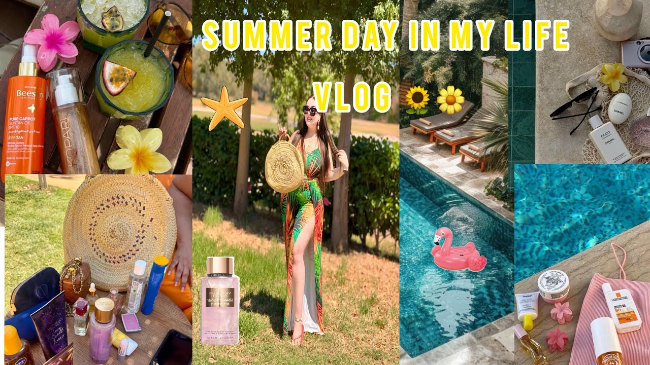 Pool Day 🩷دوزنا احسن نهار انا وصاحبتي🎀 Products🦋Lunch🥙outfits🎀Coffee✨skincare ✨